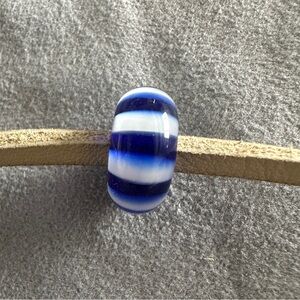 Trollbeads Blue & White Striped Glass Bead